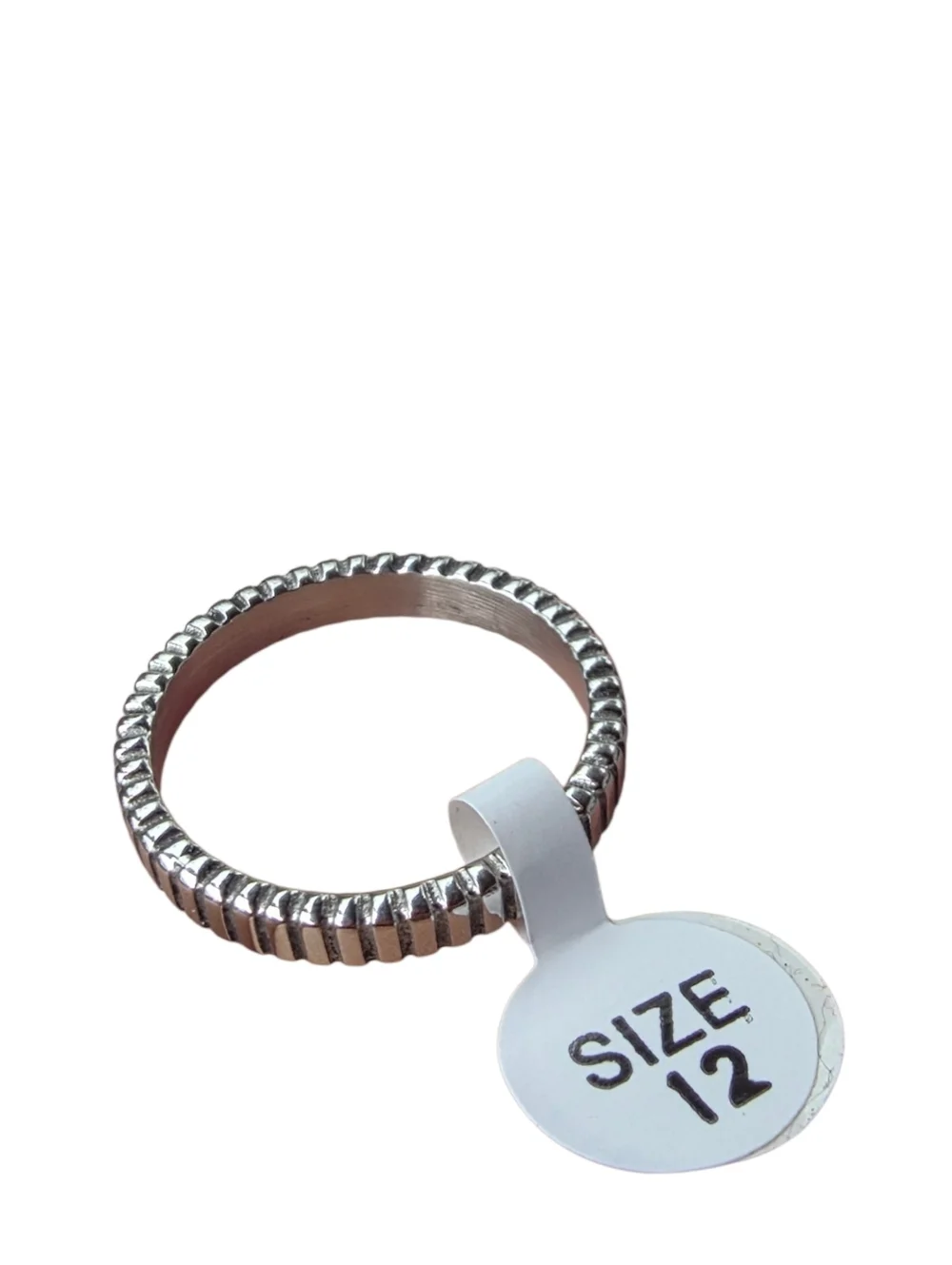 Stainless Steel Textured Ring - Size 12 Unisex